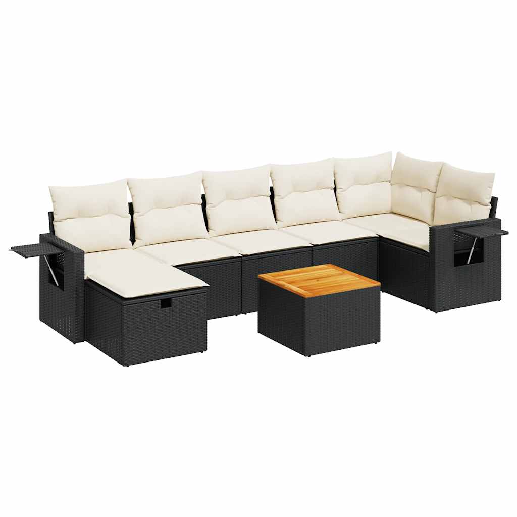 8-dijelni set vrtnih sofa od poliratana s jastucima crni