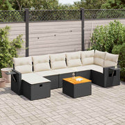 8-dijelni set vrtnih sofa od poliratana s jastucima crni