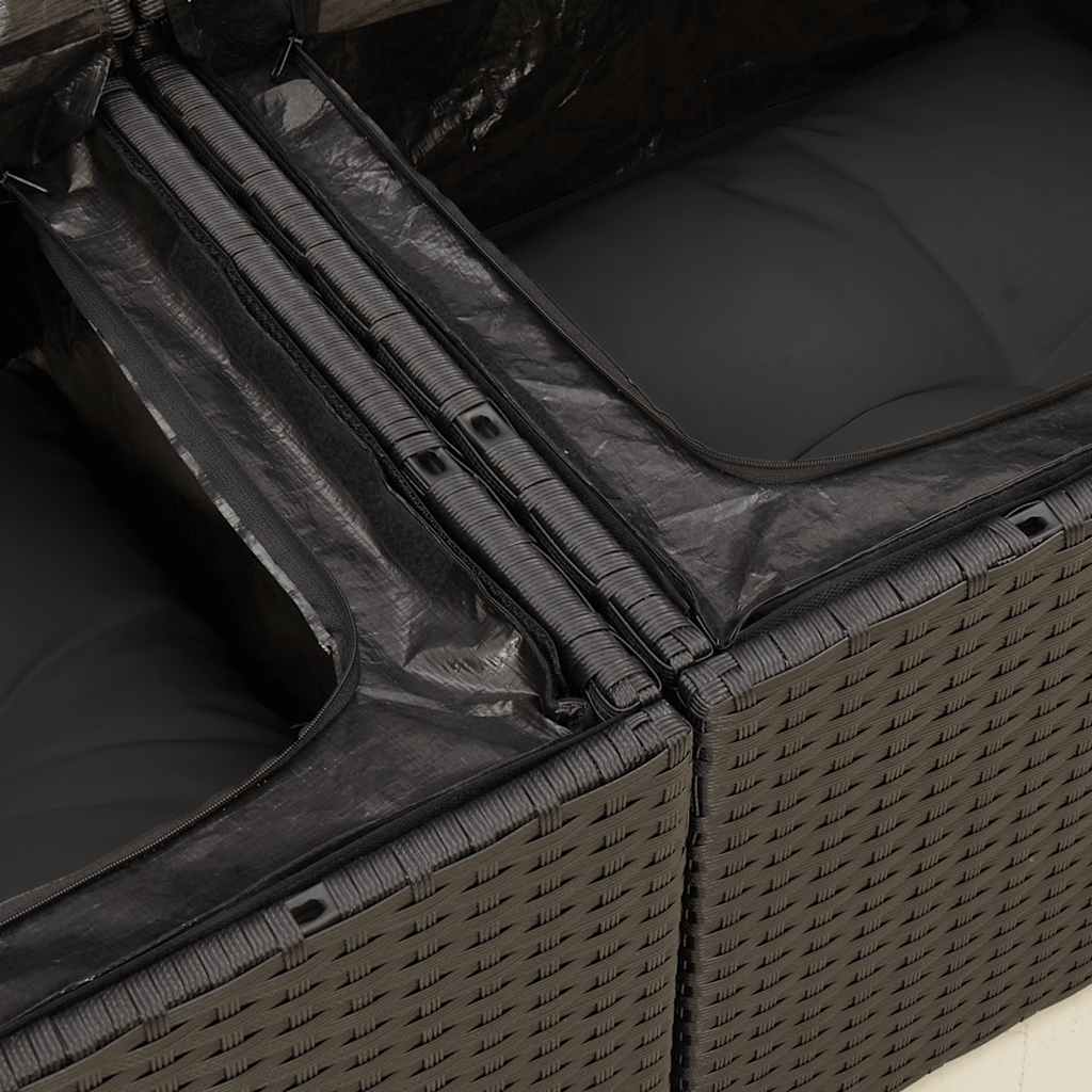 9-dijelni set vrtnih sofa s jastucima crni od poliratana