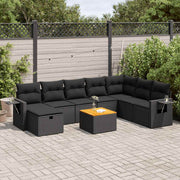 9-dijelni set vrtnih sofa s jastucima crni od poliratana