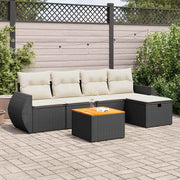 6-dijelni set vrtnih sofa s jastucima crni od poliratana