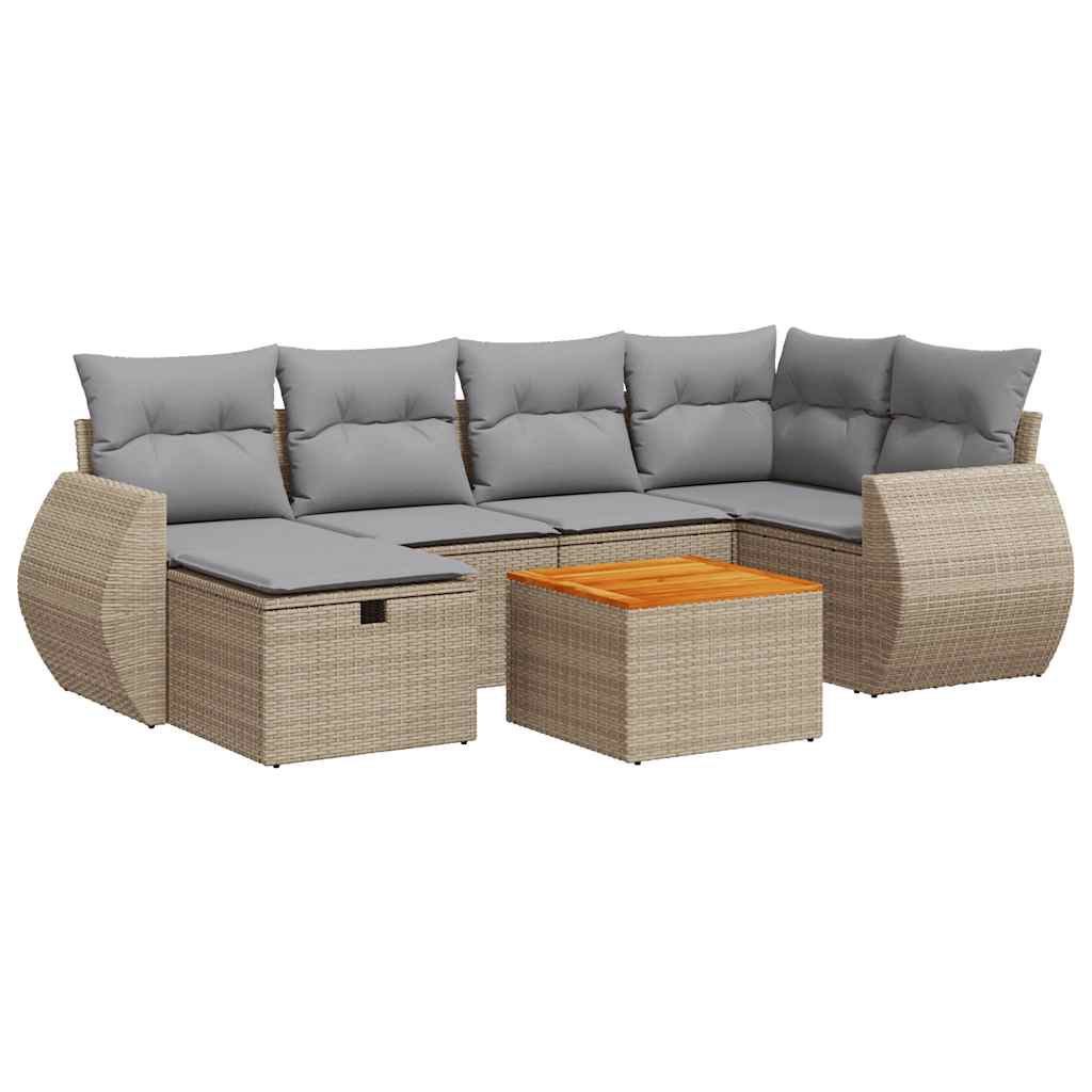 7-dijelni set vrtnih sofa od poliratana s jastucima bež
