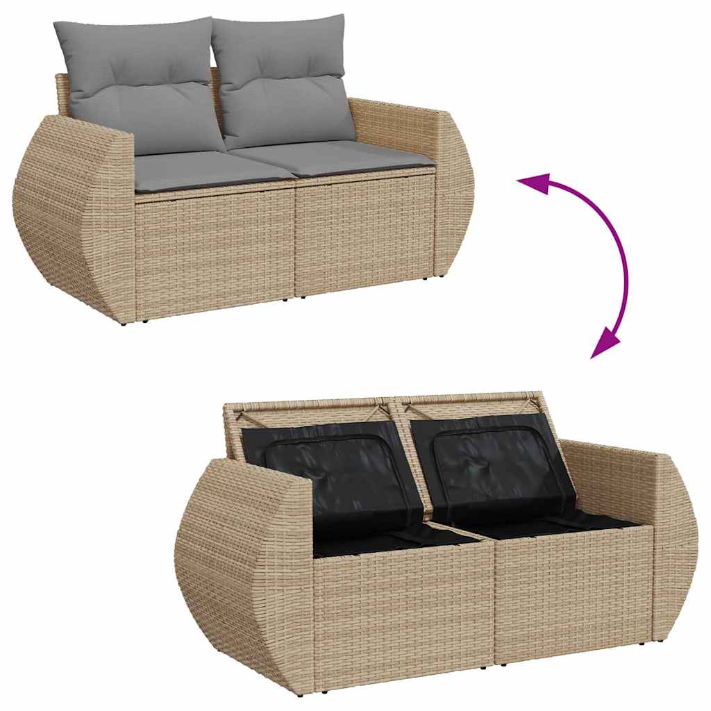 7-dijelni set vrtnih sofa od poliratana s jastucima bež