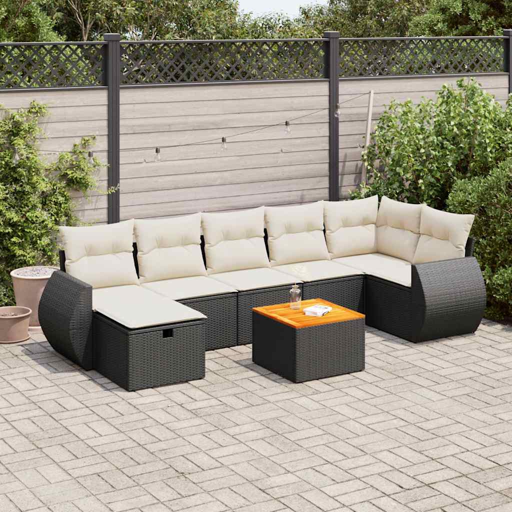 8-dijelni set vrtnih sofa od poliratana s jastucima crni