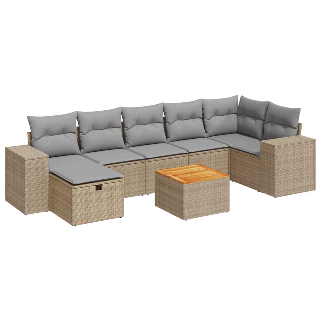 8-dijelni set vrtnih sofa od poliratana s jastucima bež