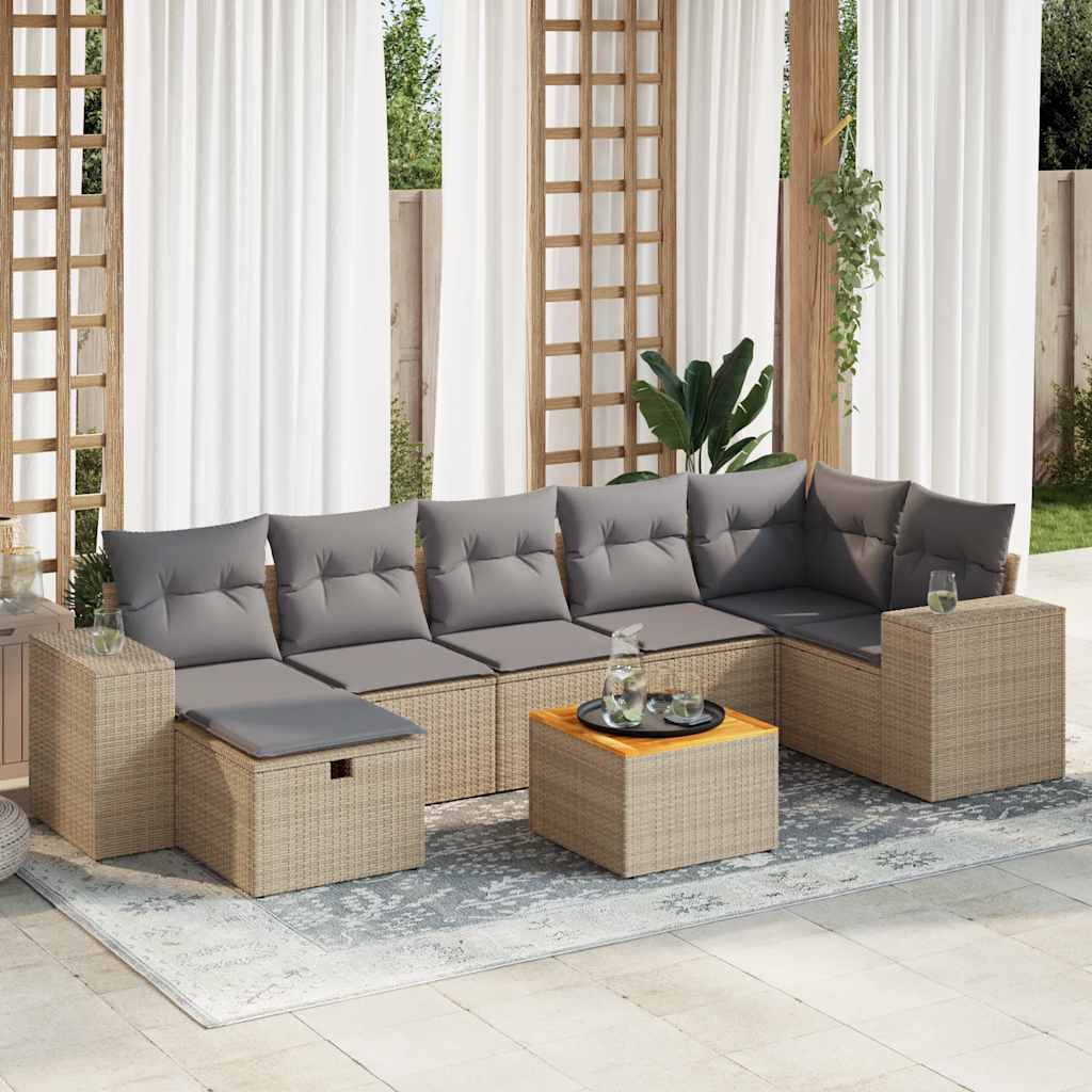 8-dijelni set vrtnih sofa od poliratana s jastucima bež