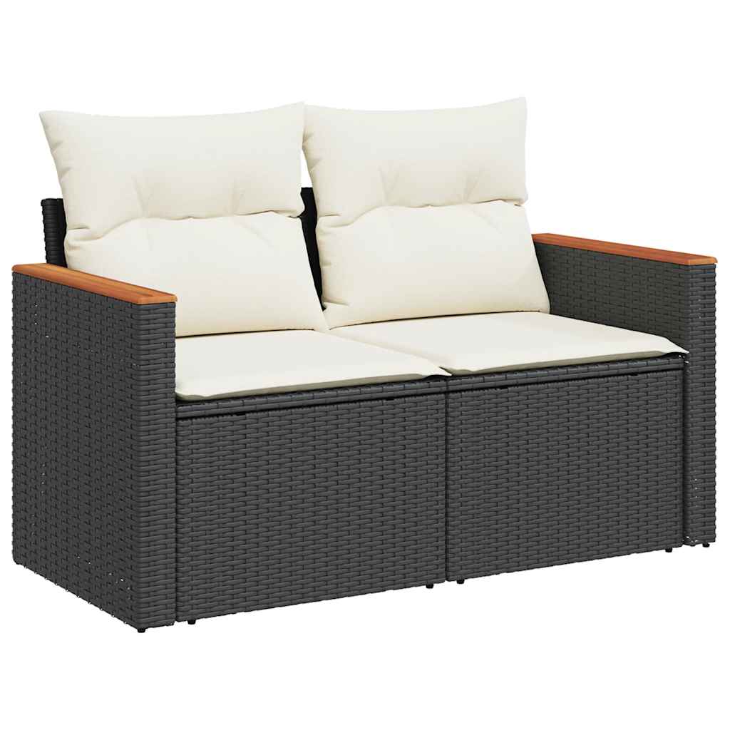 4-dijelni set vrtnih sofa od poliratana s jastucima crni