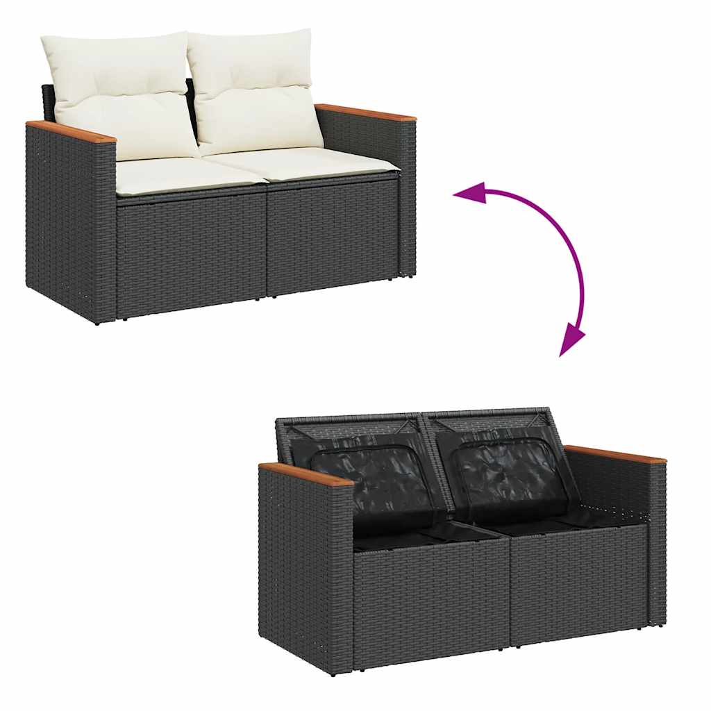 4-dijelni set vrtnih sofa od poliratana s jastucima crni