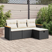 4-dijelni set vrtnih sofa od poliratana s jastucima crni