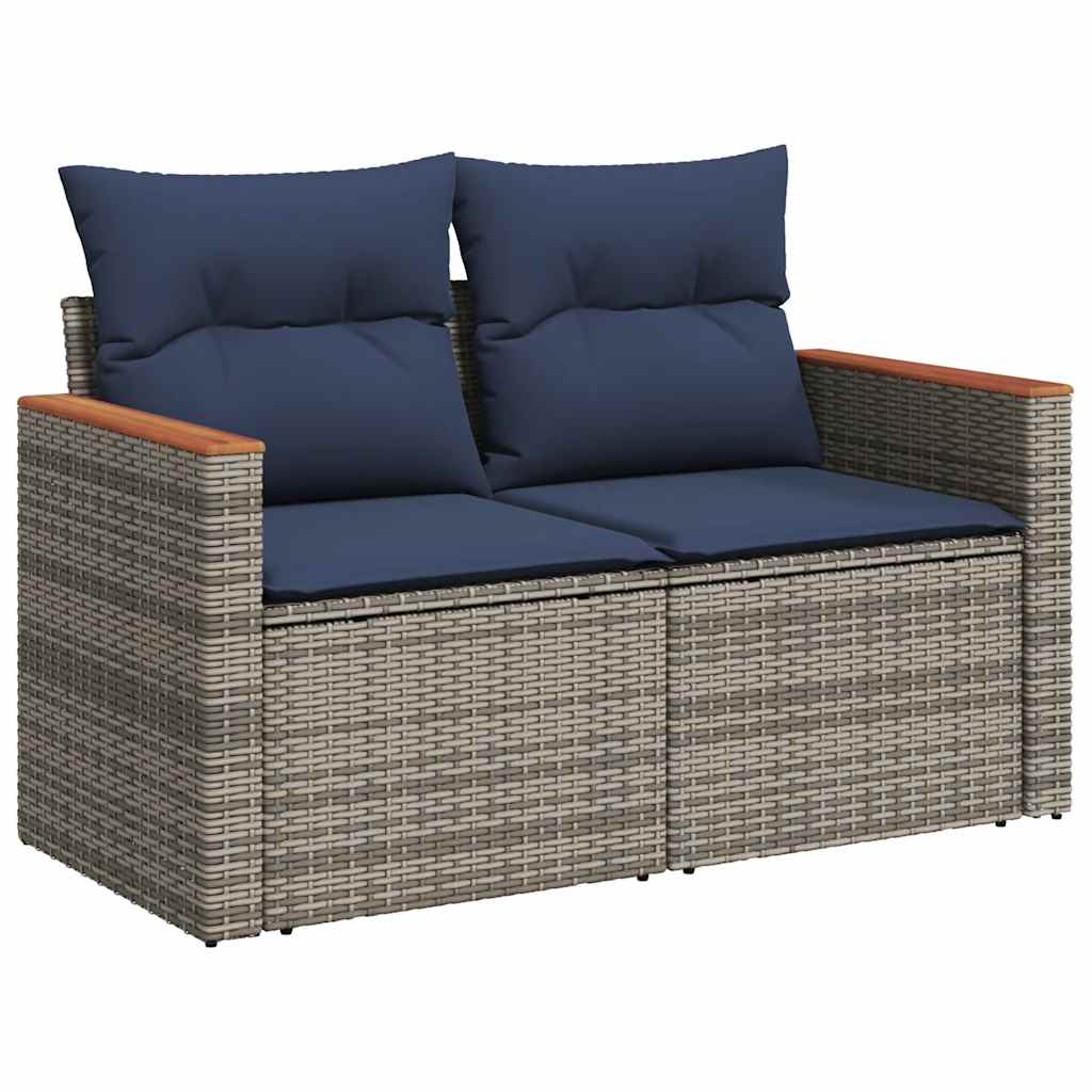 4-dijelni set vrtnih sofa od poliratana s jastucima sivi