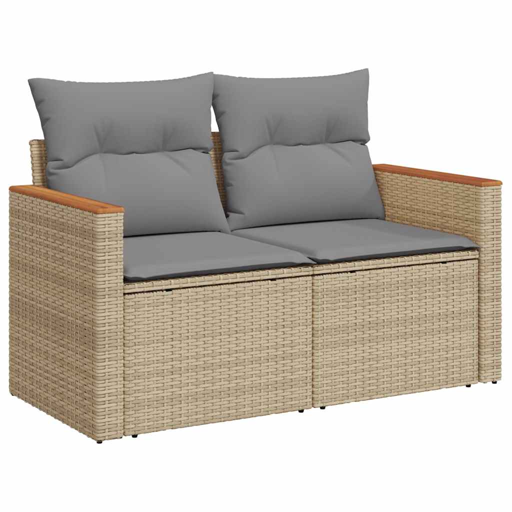 5-dijelni vrtni set sofa s jastucima bež od poliratana
