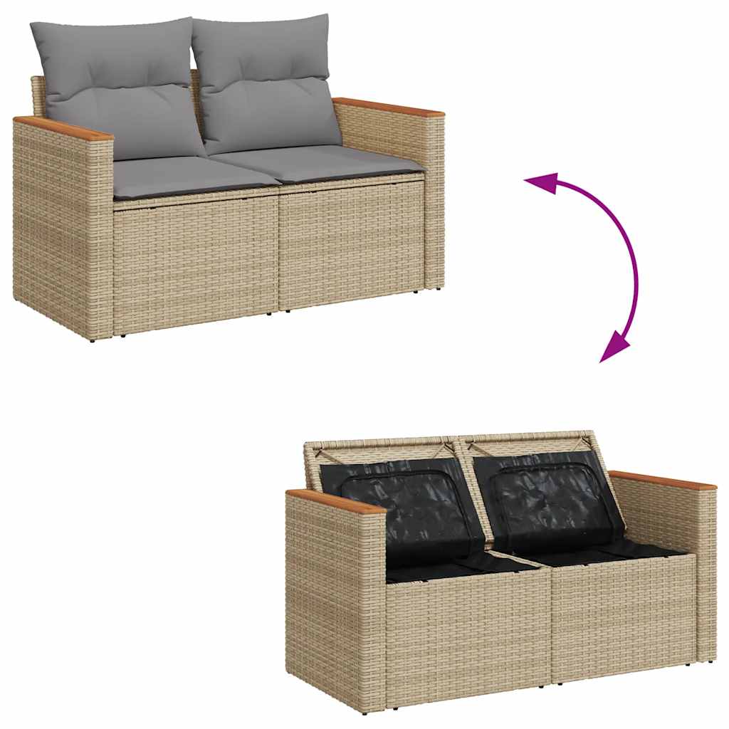 7-dijelni set vrtnih sofa od poliratana s jastucima bež