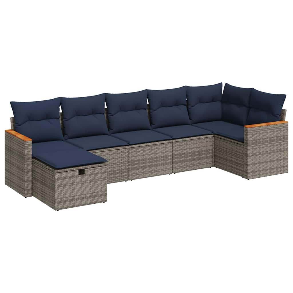 7-dijelni set vrtnih sofa sivi od poliratana