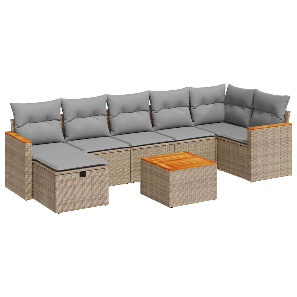 8-dijelni set vrtnih sofa od poliratana s jastucima bež