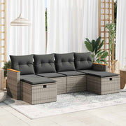 6-dijelni set vrtnih sofa od poliratana s jastucima sivi