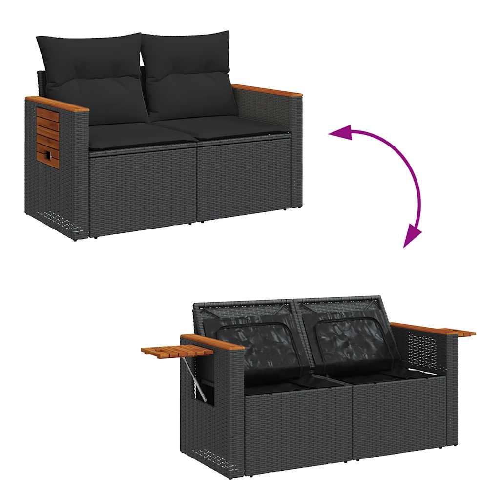 4-dijelni set vrtnih sofa od poliratana s jastucima crni