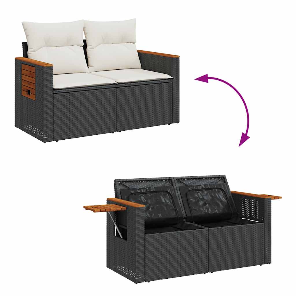 4-dijelni set vrtnih sofa od poliratana s jastucima crni