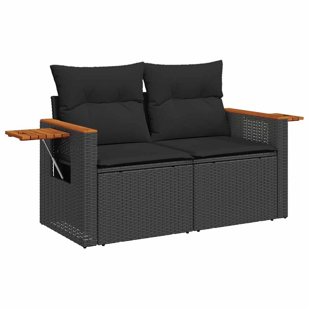 6-dijelni set vrtnih sofa s jastucima crni od poliratana