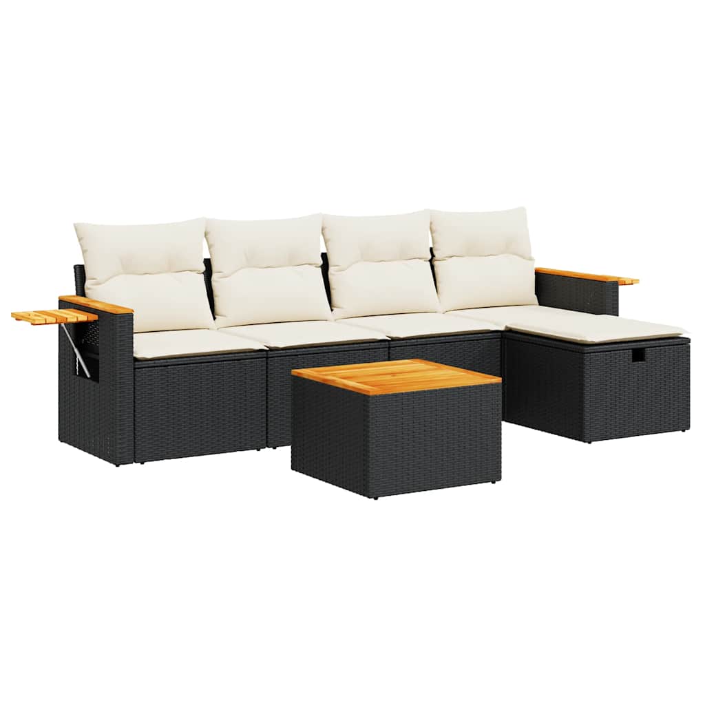 6-dijelni set vrtnih sofa s jastucima crni od poliratana