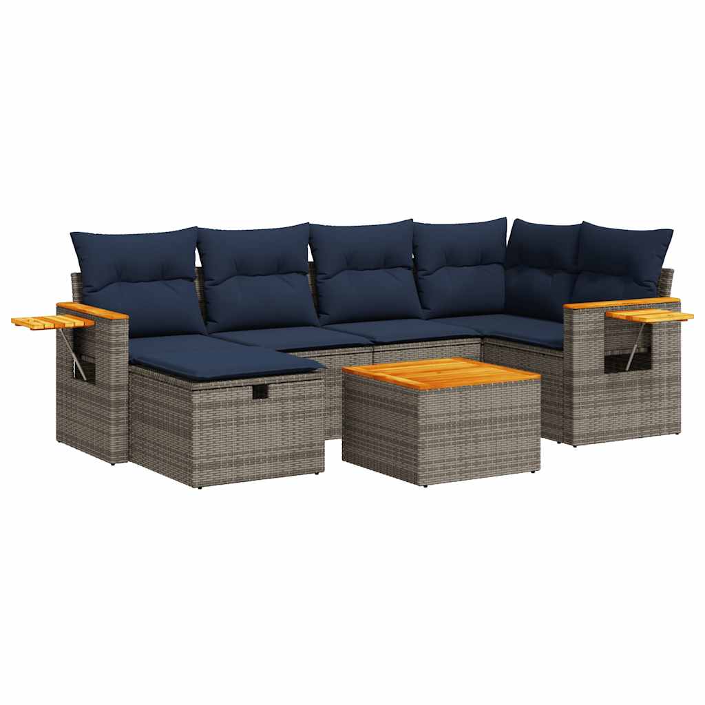 7-dijelni set vrtnih sofa sivi od poliratana