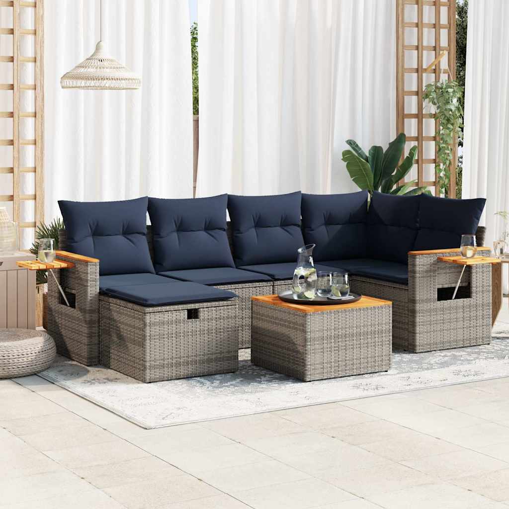 7-dijelni set vrtnih sofa sivi od poliratana