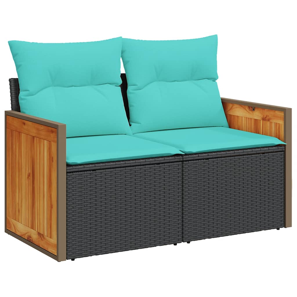 4-dijelni set vrtnih sofa od poliratana s jastucima crni