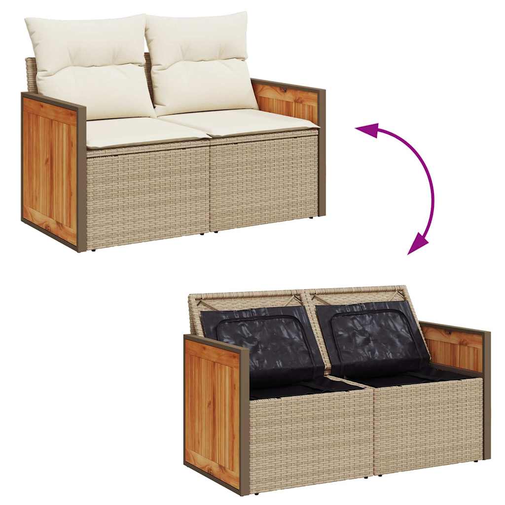 5-dijelni vrtni set sofa s jastucima bež od poliratana