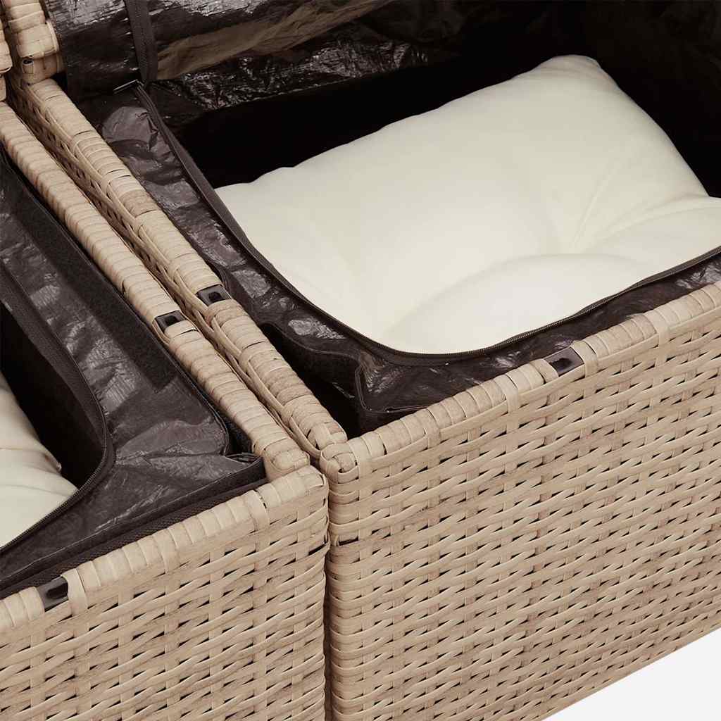 5-dijelni vrtni set sofa s jastucima bež od poliratana