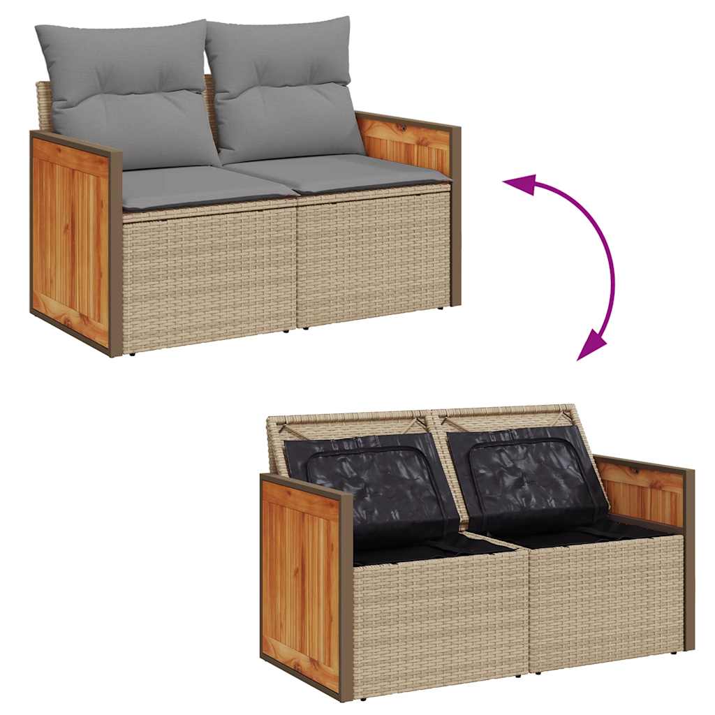 5-dijelni vrtni set sofa s jastucima bež od poliratana