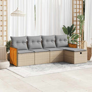 5-dijelni vrtni set sofa s jastucima bež od poliratana