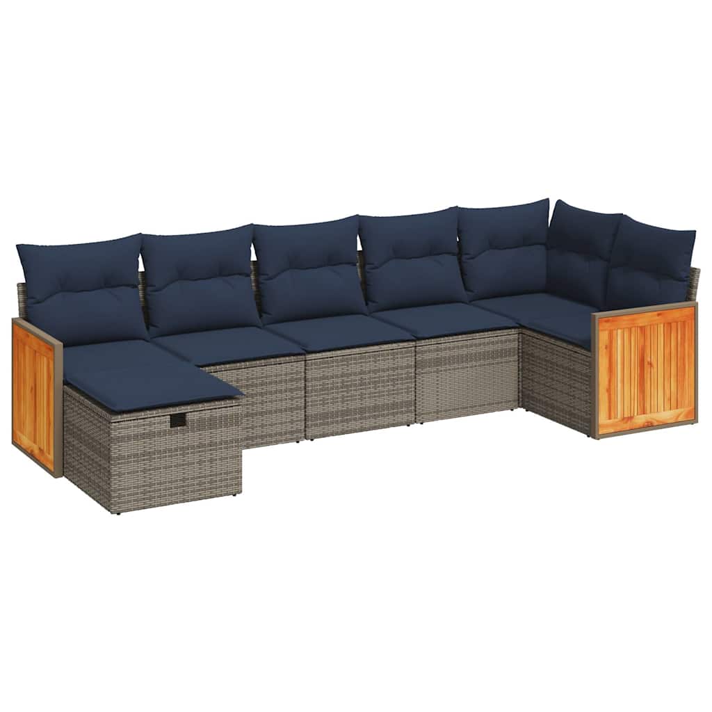 7-dijelni set vrtnih sofa sivi od poliratana