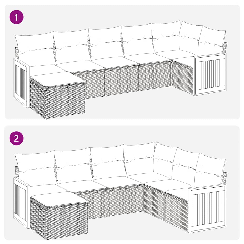 7-dijelni set vrtnih sofa sivi od poliratana