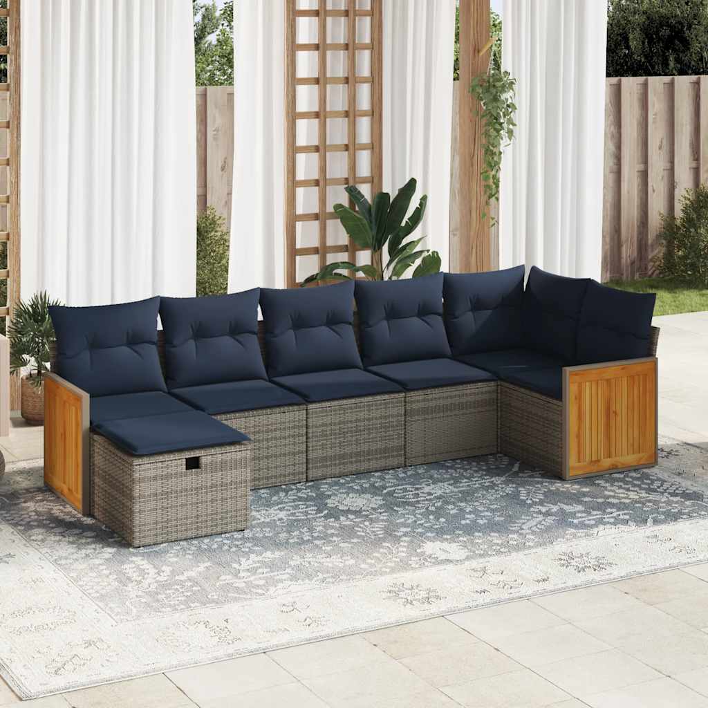 7-dijelni set vrtnih sofa sivi od poliratana