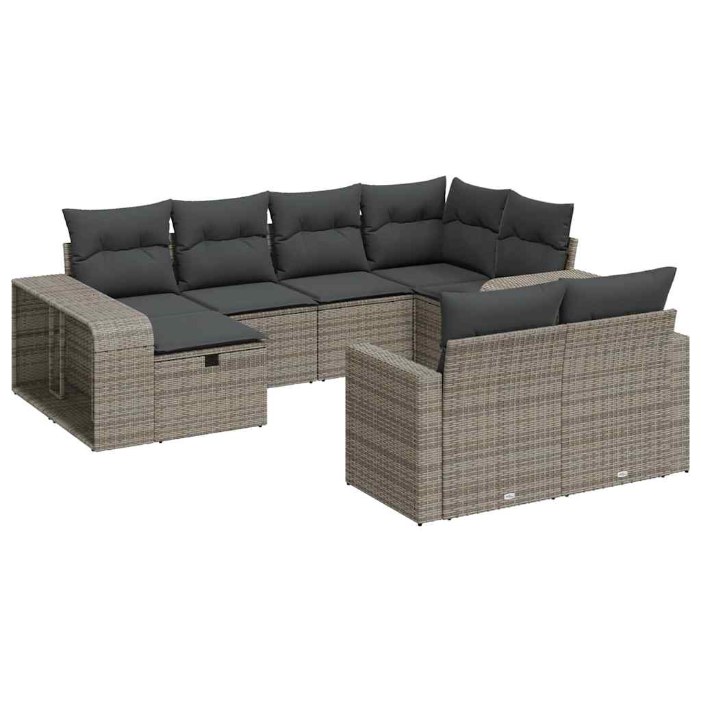10-dijelni set vrtnih sofa od poliratana s jastucima sivi