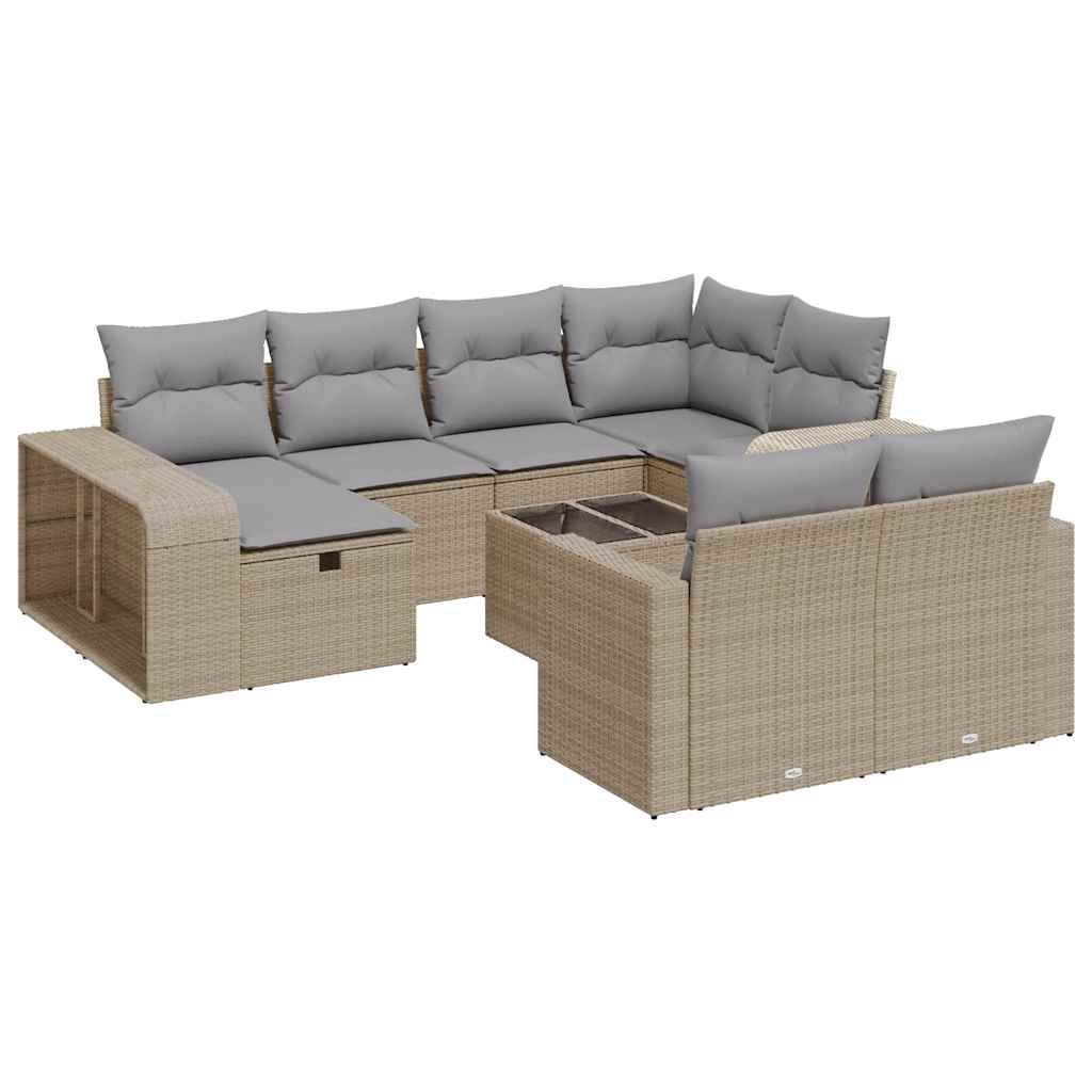 11-dijelni set vrtnih sofa od poliratana s jastucima bež