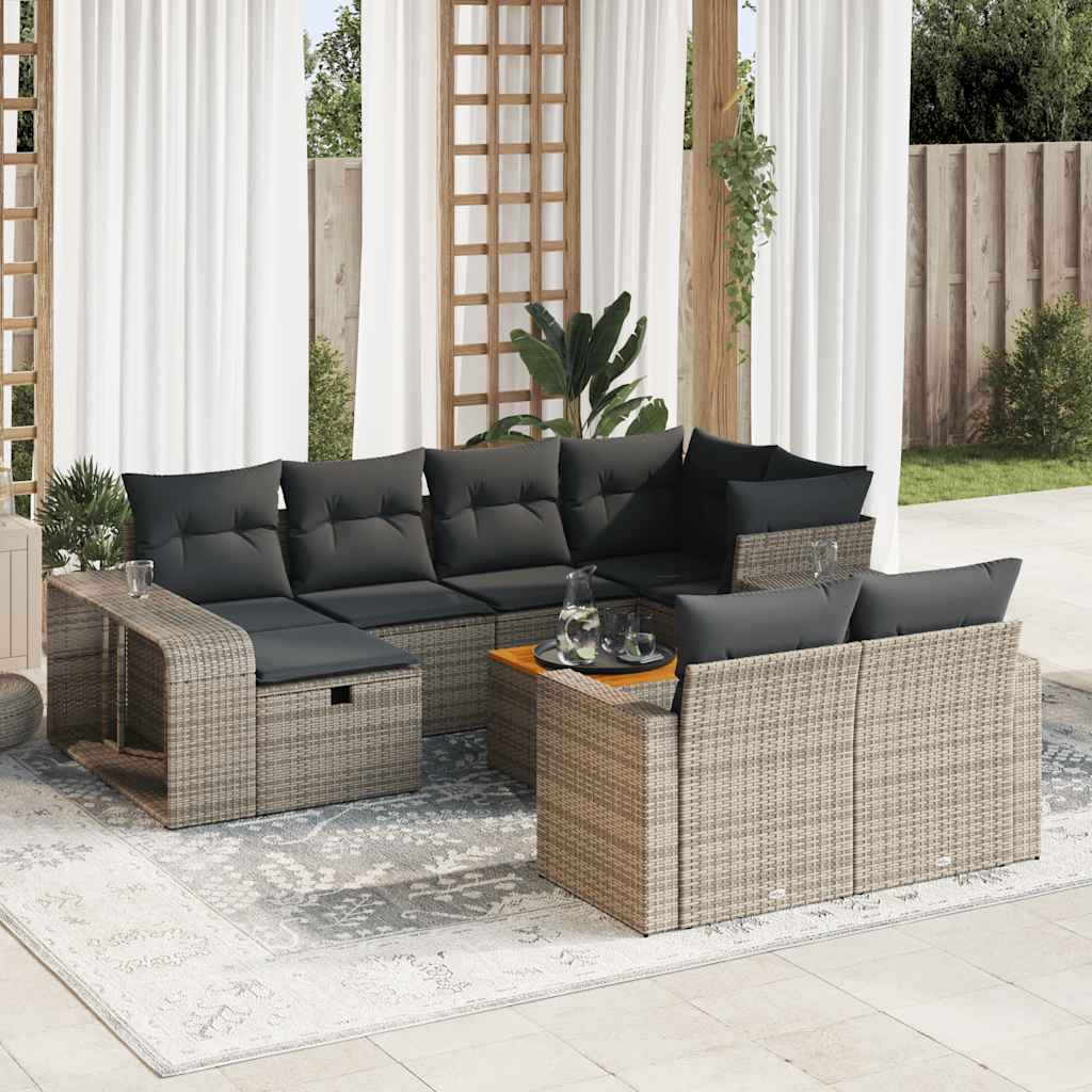 11-dijelni set vrtnih sofa od poliratana s jastucima sivi