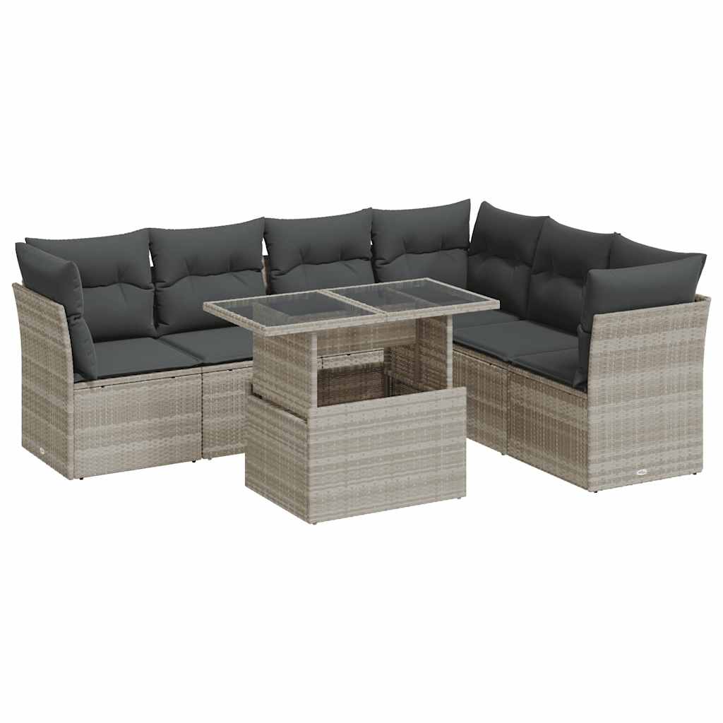 7-dijelni set vrtnih sofa svjetlosivi od poliratana