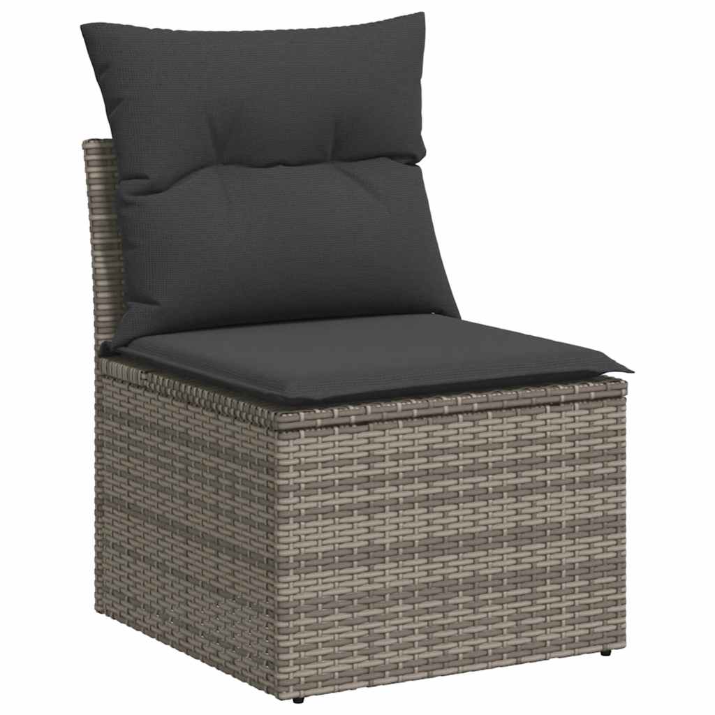 9-dijelni set vrtnih sofa od poliratana s jastucima sivi