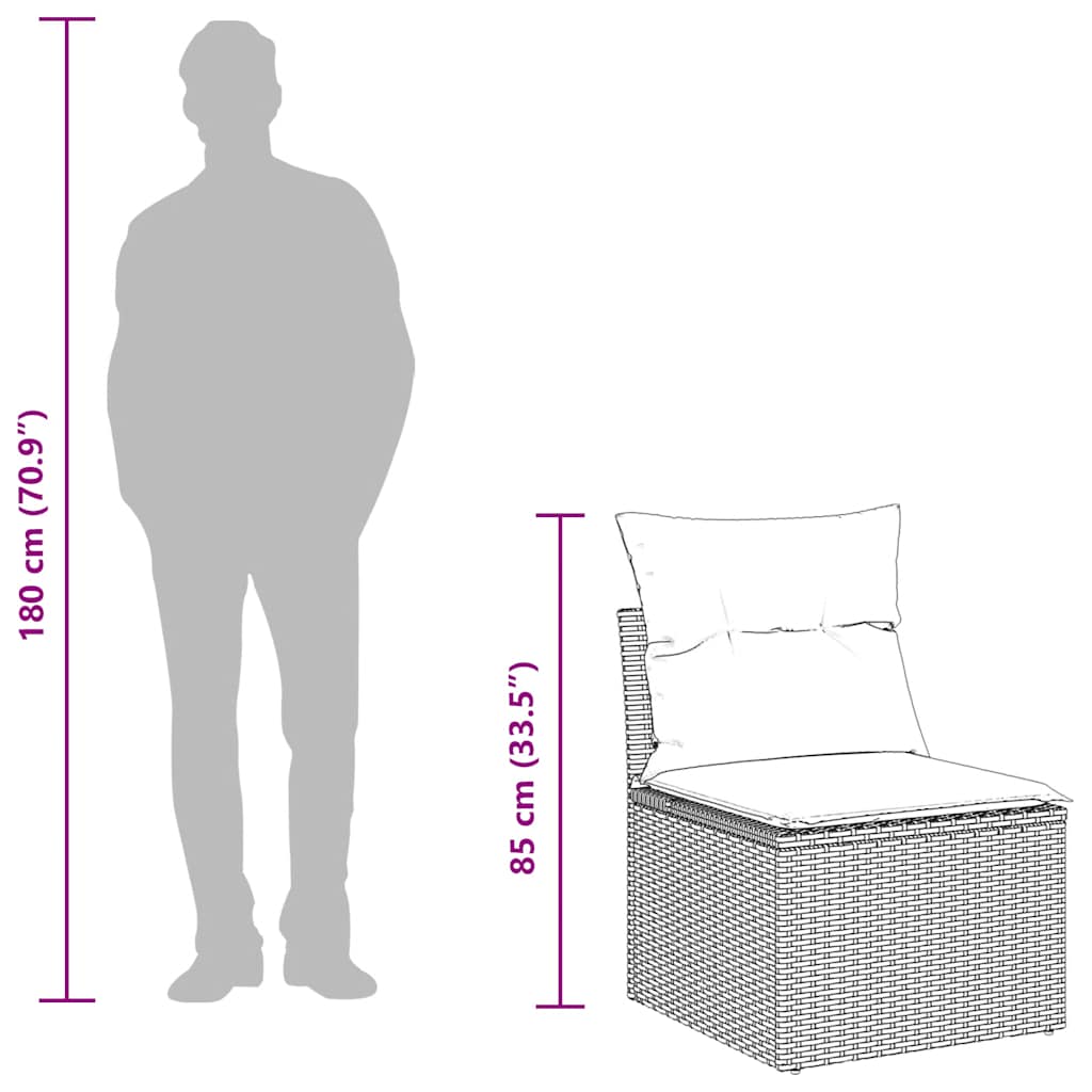 9-dijelni set vrtnih sofa od poliratana s jastucima svjetlosivi