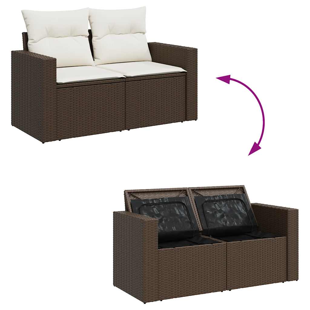 6-dijelni set vrtnih sofa od poliratana s jastucima smeđi