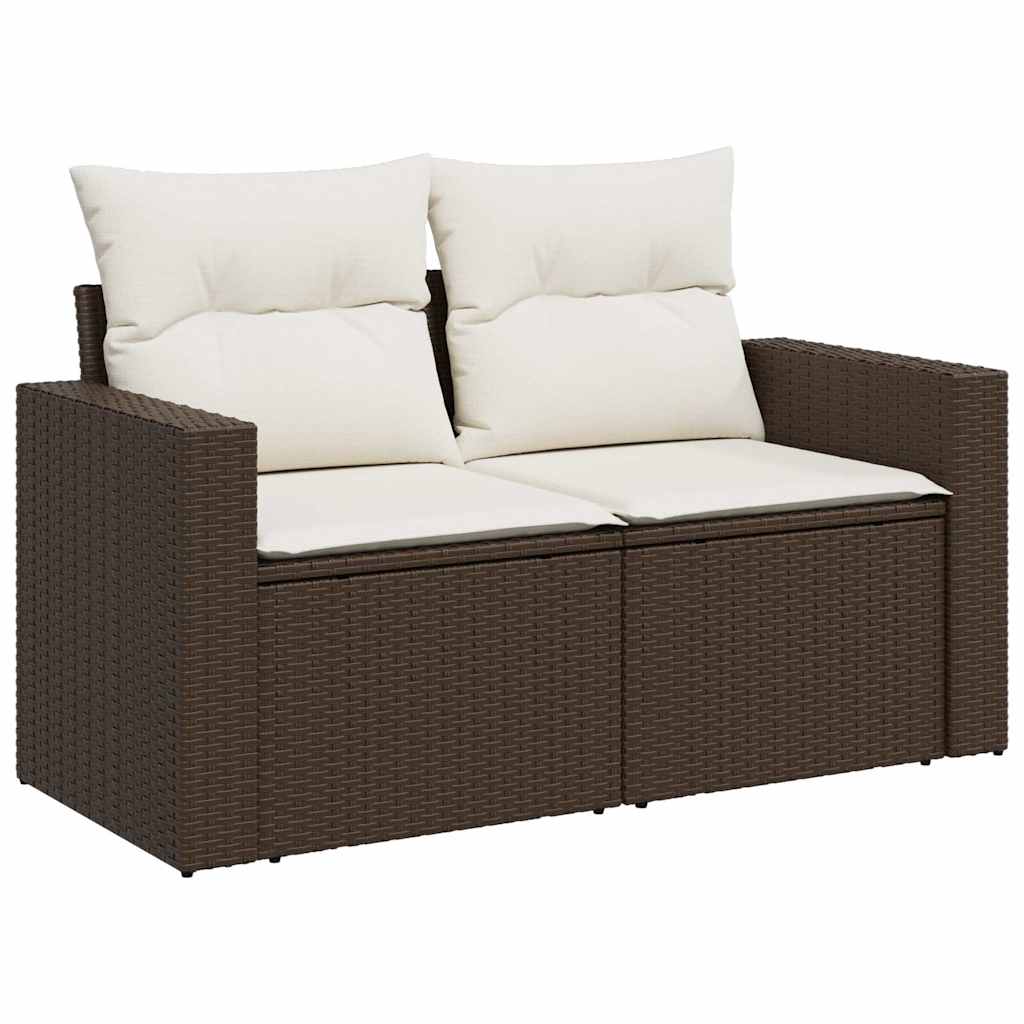 7-dijelni set vrtnih sofa od poliratana s jastucima smeđi
