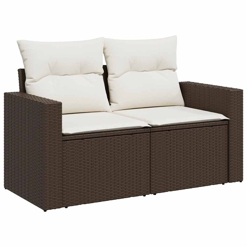 7-dijelni set vrtnih sofa od poliratana s jastucima smeđi
