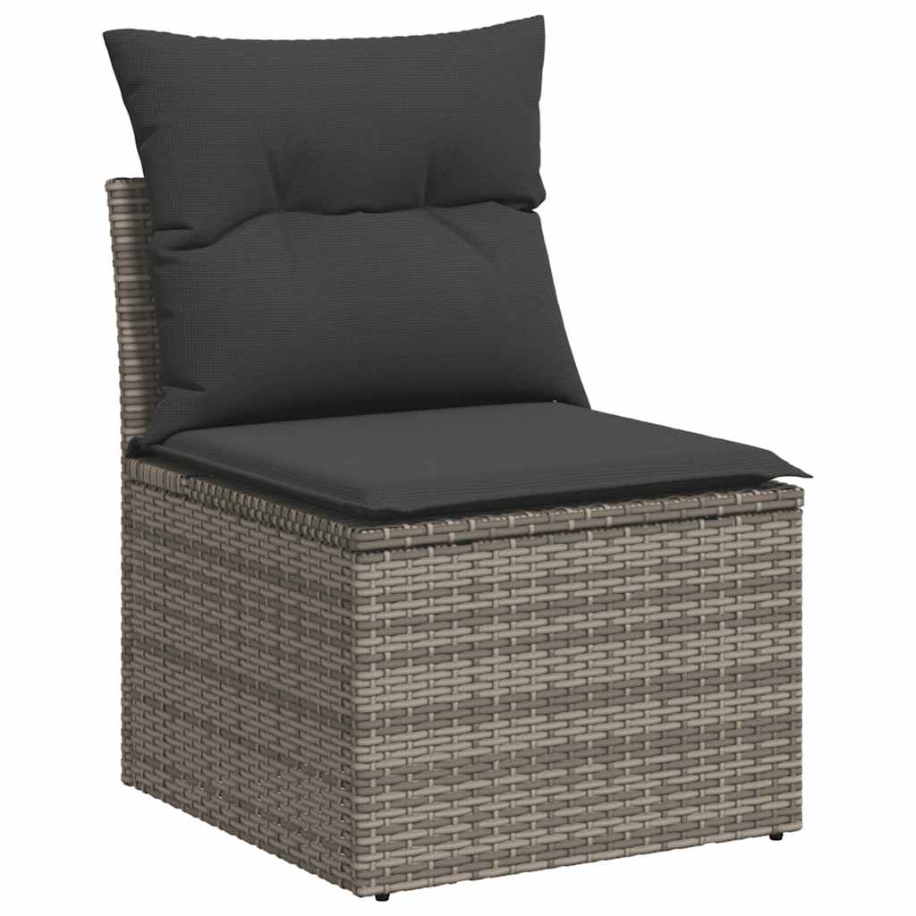 6-dijelni set vrtnih sofa od poliratana s jastucima sivi