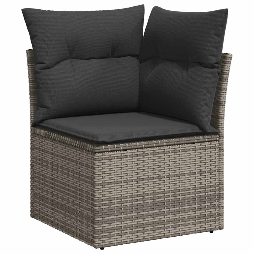 6-dijelni set vrtnih sofa od poliratana s jastucima sivi