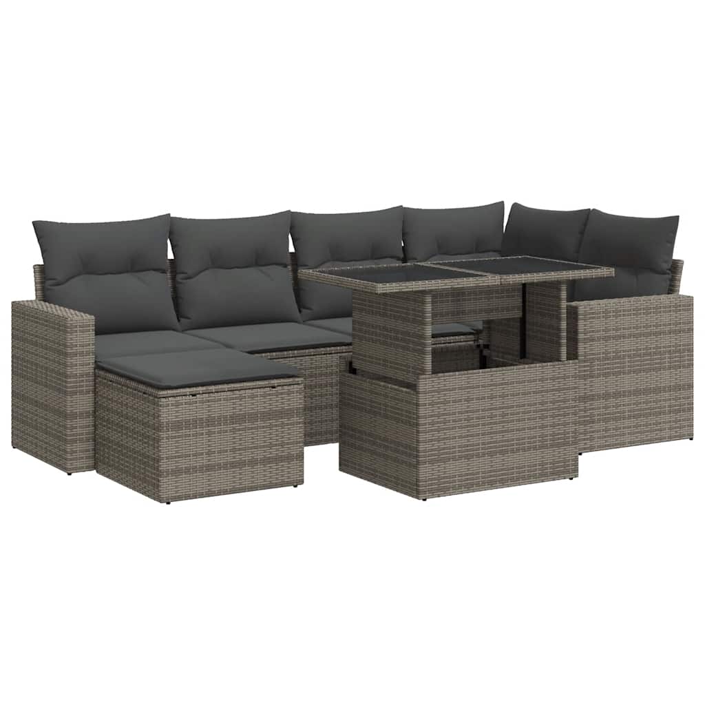 7-dijelni set vrtnih sofa sivi od poliratana