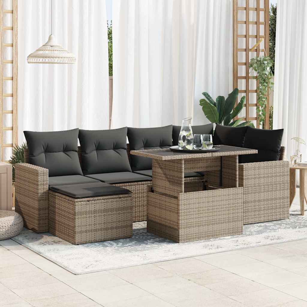 7-dijelni set vrtnih sofa sivi od poliratana