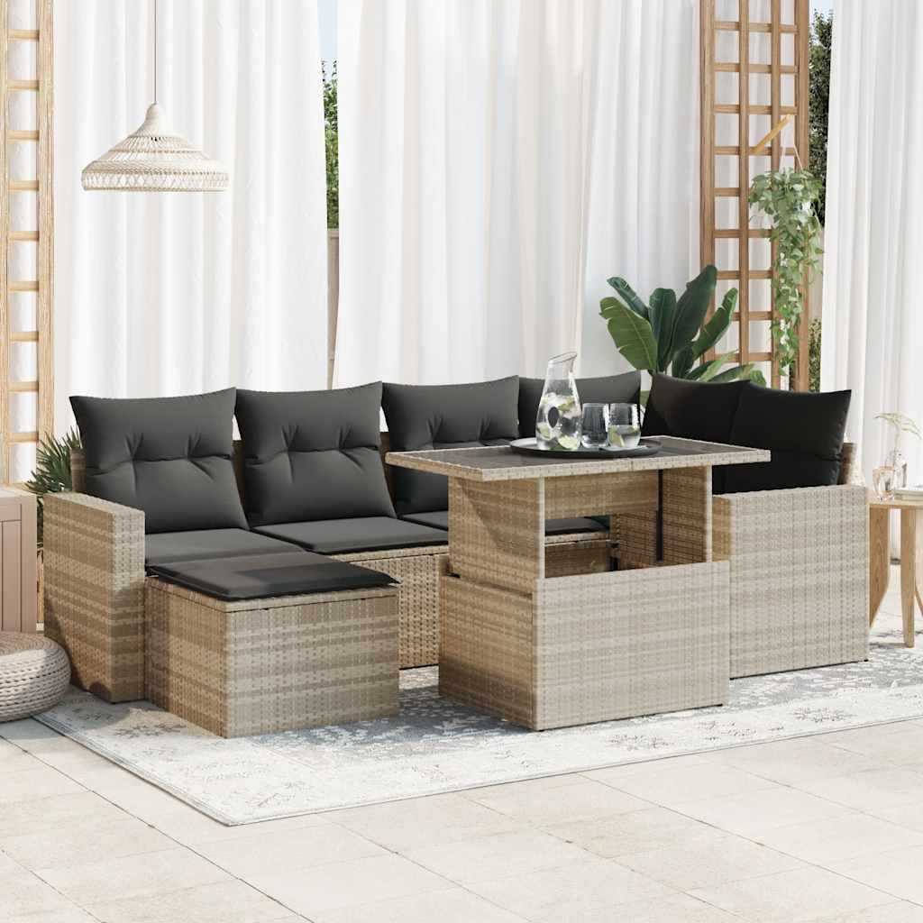 7-dijelni set vrtnih sofa svjetlosivi od poliratana