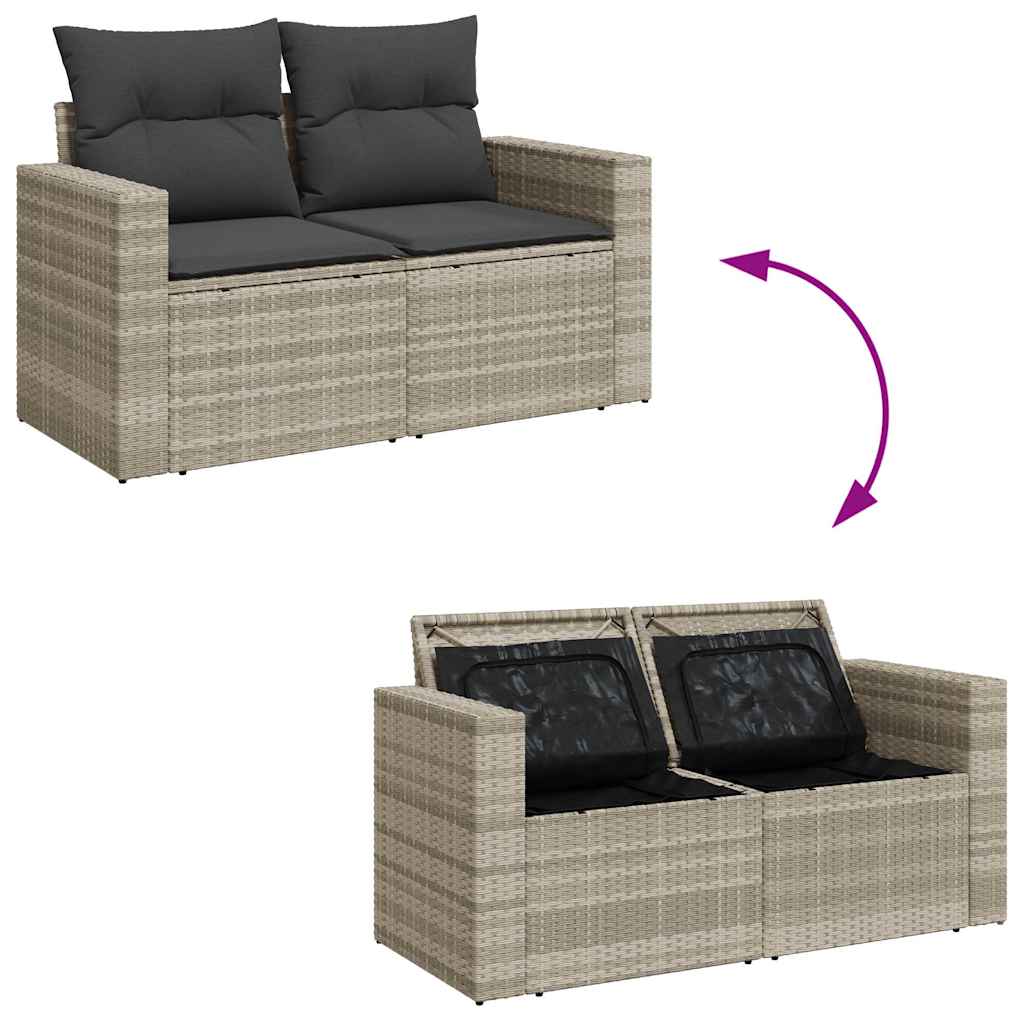 9-dijelni set vrtnih sofa od poliratana s jastucima svjetlosivi