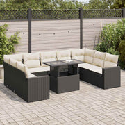 10-dijelni set vrtnih sofa s jastucima crni od poliratana