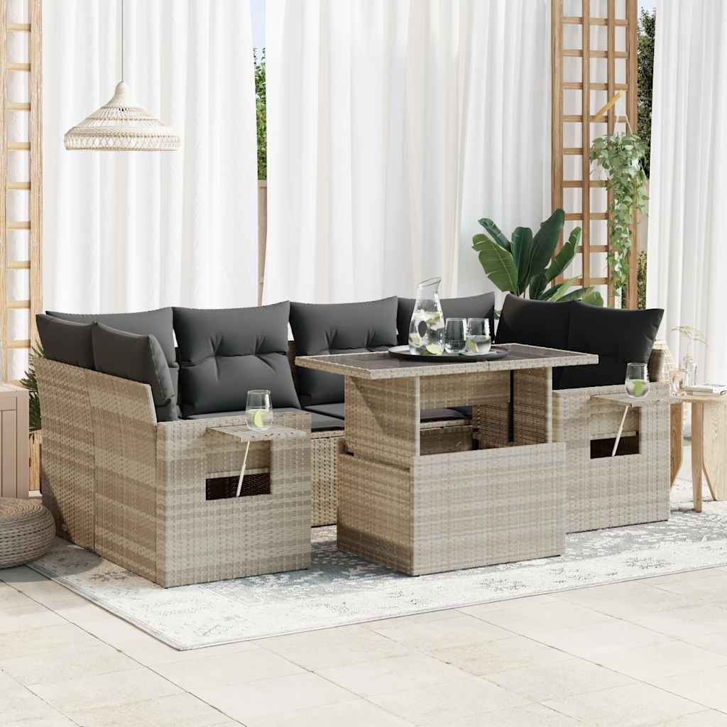 7-dijelni set vrtnih sofa svjetlosivi od poliratana